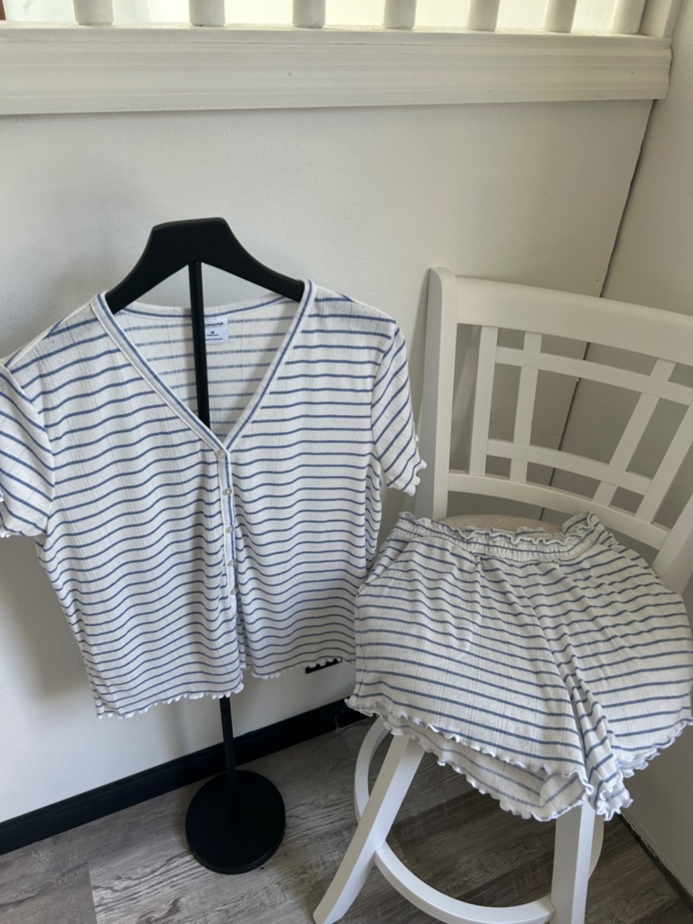Sonoma White and Blue Striped Short Pajama Set